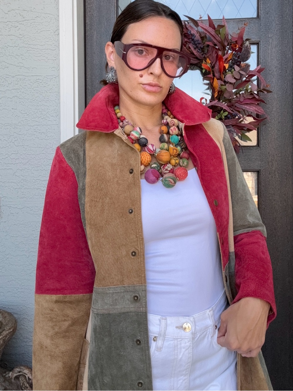 Colorblock Suede Jacket VNTG